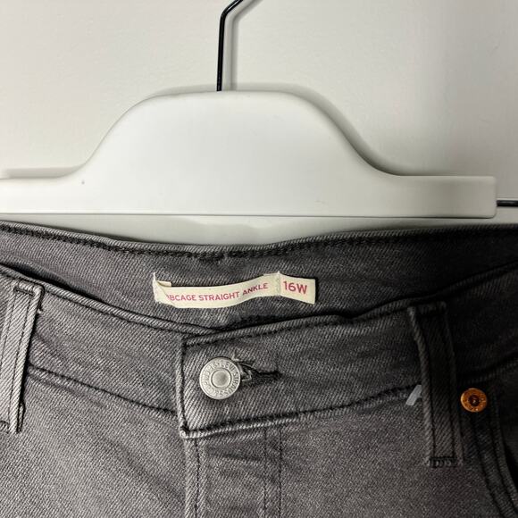 Levi's Women's Jeans Size 16W Gray Ribcage Straight Ankle Denim 90s High Waist - Picture 5 of 11